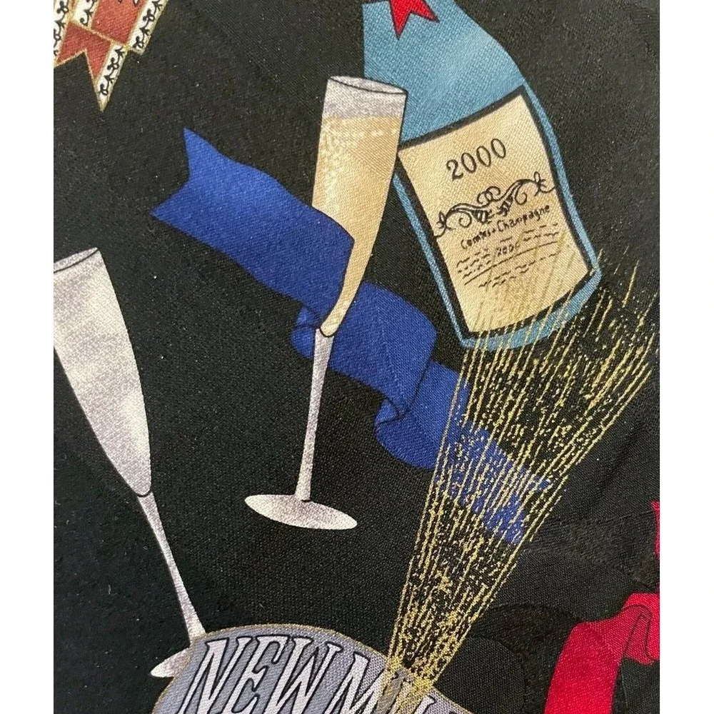 New Millennium Mens Classic Neck Tie 2000 Happy New Year Party Black 100% Silk